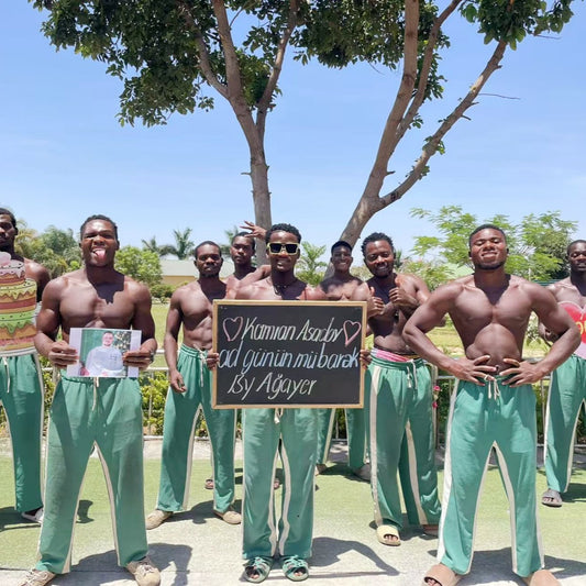 African green pants muscular man